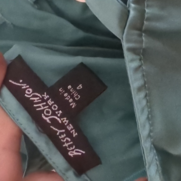 Betsey Johnson Silk Teal Lace Trim Dress - Picture 9 of 10